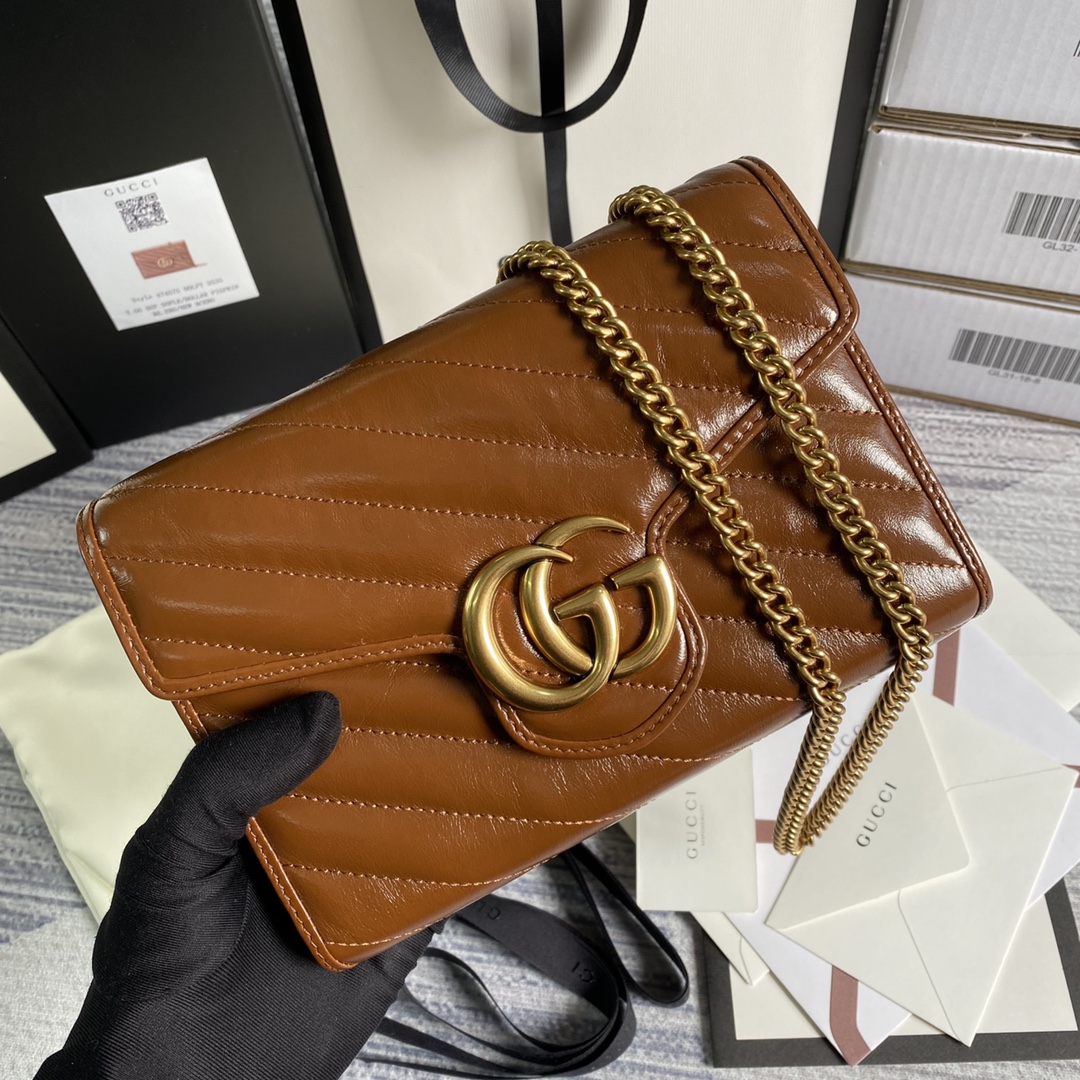 Gucci GG Marmont Matelasse Mini Bag 474575 Brown